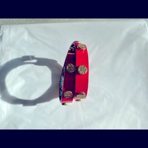 Tory Burch Red Patent Leather double Wrap Bracelet